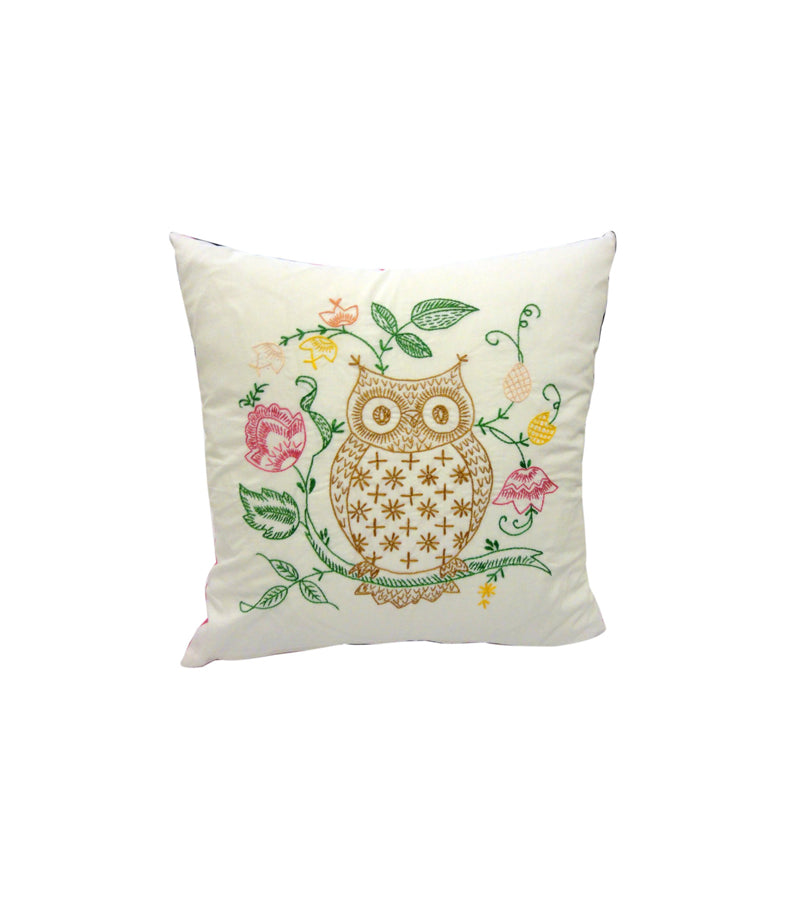 Hand Embroidered Owl Cushion